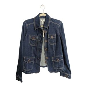 Bass jean denim jacket zipper snap
